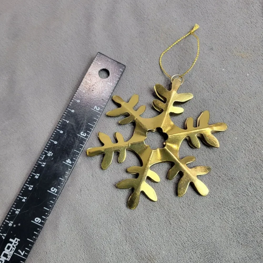 Golden Metal Snowflake Christmas‎ Ornament With Hanging Loop